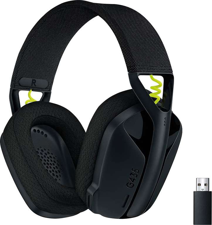 Logitech G435 Lightspeed Headset, Black & Neon Yellow
