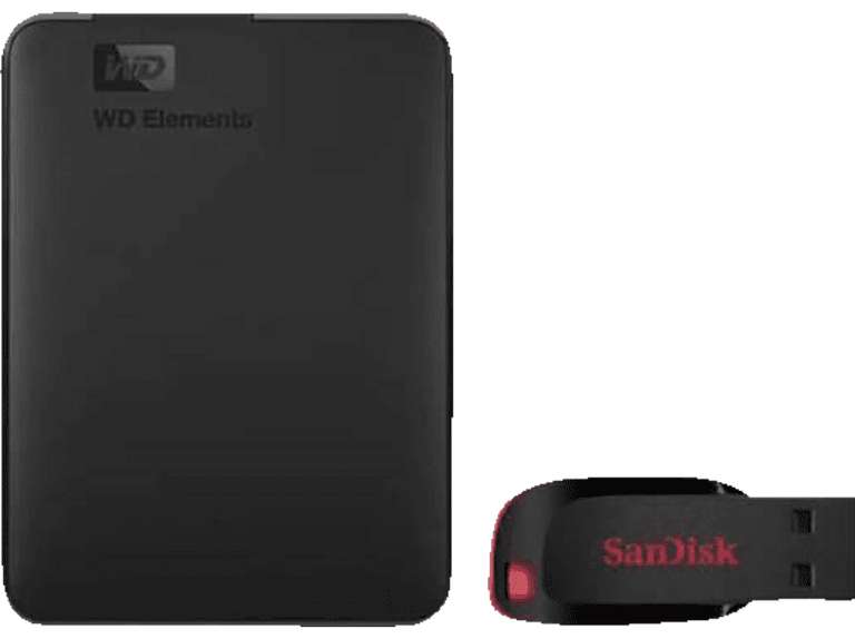 2TB Festplatte Elements Portable mit SanDisk Cruzer Blade 32 GB