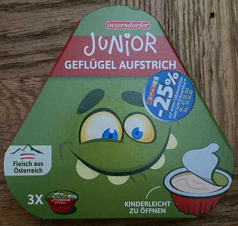 Die gestrichene Preisjagd - Inzersdorfer Junior Aufstriche beim Interspar (- 25 % Pickerl und marktguru)