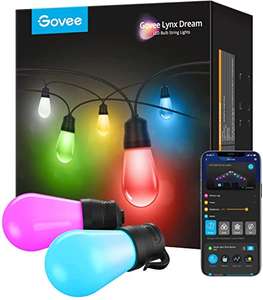 Govee H7020 RGBIC Warm White Wi-Fi & Bluetooth Smart Outdoor Lichterkette 15m mit 7 Lampen