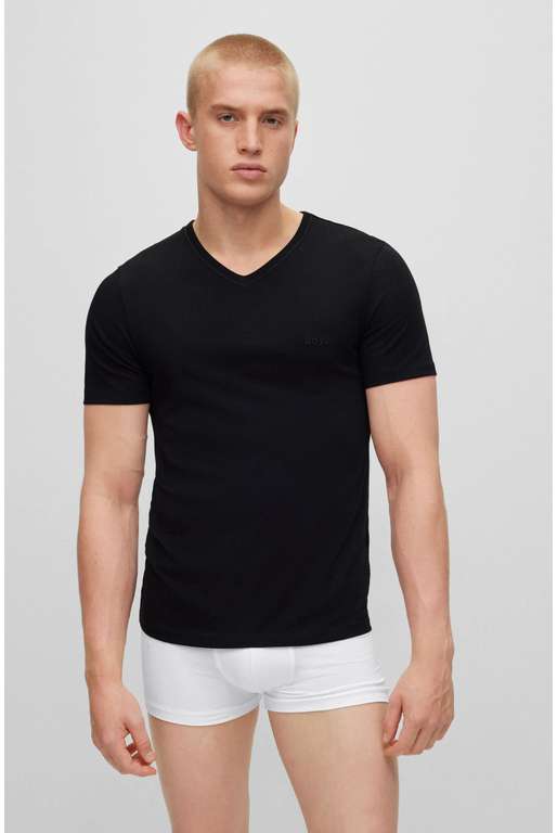 HUGO BOSS Herren T-Shirt (3er Pack), V-Ausschnitt, schwarz [S-XL ...
