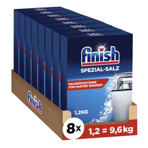 Finish Spezial-Salz 8x 1,2kg, Spülmaschinensalz zum Schutz vor Kalkablagerungen und Wasserflecken