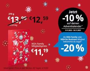 IKEA Adventskalender für -10% bzw. -20% mit Ikea Family -> €1,19 für 24 Pralinen