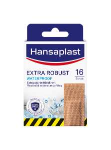 Hansaplast Extra Robust Waterproof Textil-Pflaster (16 Strips), widerstandsfähiges und wasserfestes Pflaster mit extra starker Klebkraft
