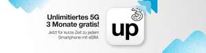 Jetzt 3 Monate up³ - unlimited 5G Power gratis zu jedem eSIM-fähigen Smartphone im Dreiland!