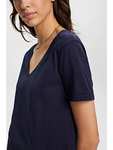 ESPRIT Baumwoll-T-Shirt mit V-Ausschnitt und Ziernähten in XS - XL