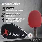 JOOLA Tischtennis Set Duo - 2 Tischtennisschläger + 3 Tischtennisbälle + Tischtennishülle, 6-teilig
