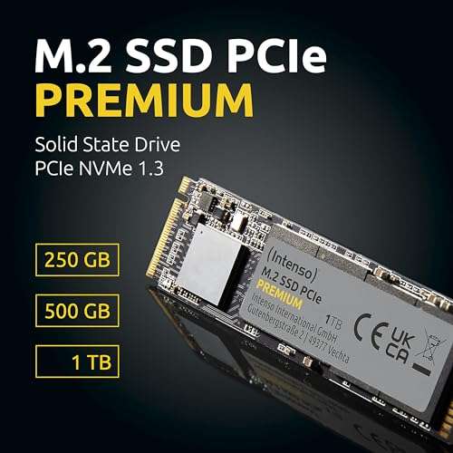 Intenso 500GB M.2 SSD PCIe Premium, bis zu 2100 MB/s, Festkörper-Laufwerk