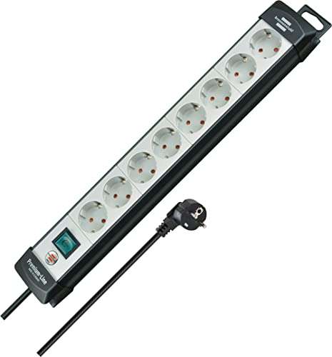 Brennenstuhl Premium-Line Steckdosenleiste 8-Fach (5m Kabel, 45° Anordnung der Steckdosen, Made in Germany) oder 6-fach mit 3 Schaltern