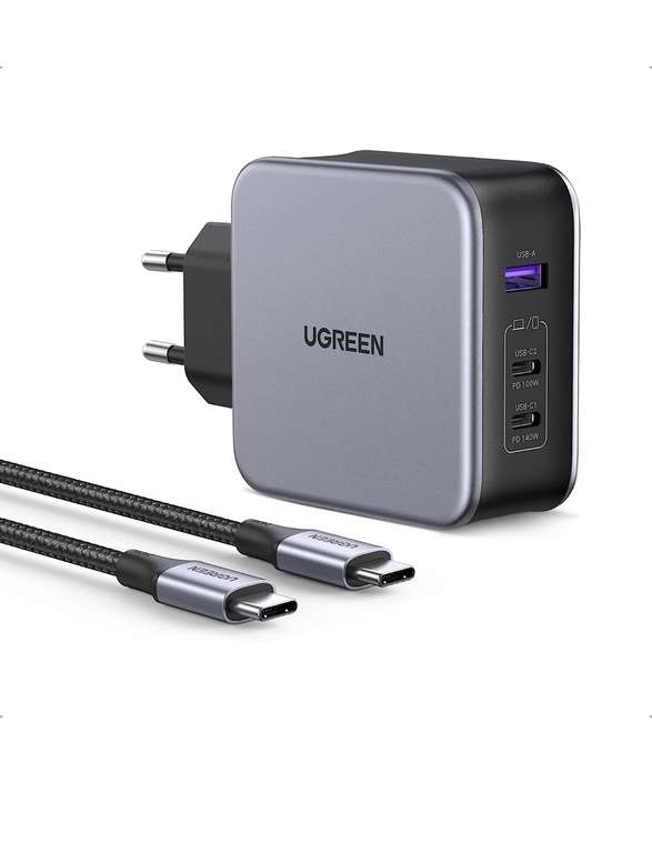 UGREEN Nexode 140W GAN Netzteil, USB PD 3.1 +240W USB-Kabel