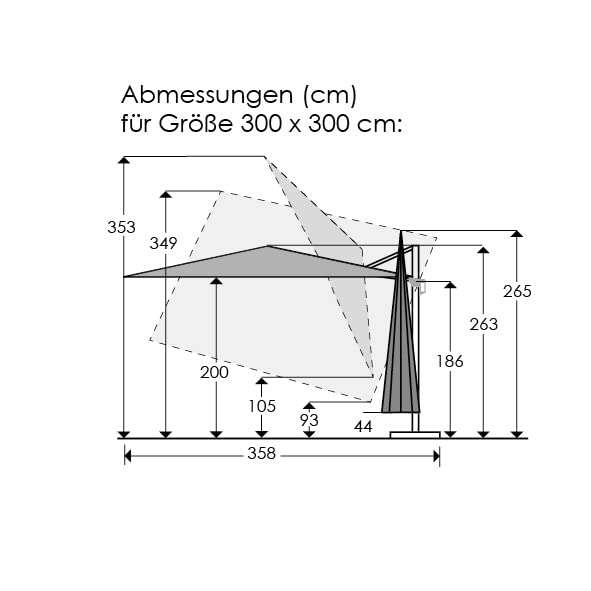 Schneider Rhodos Twist 300x300cm Sonnenschirm silbergrau