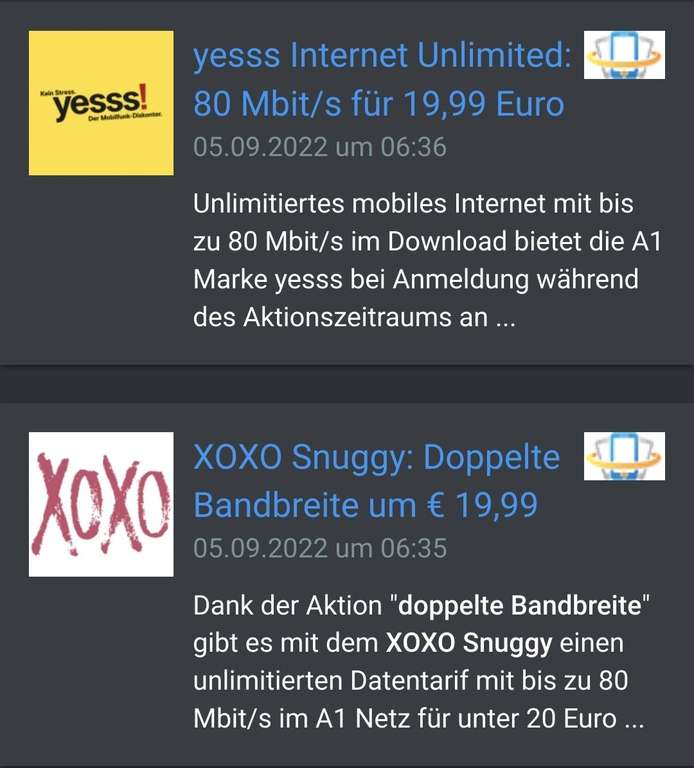 Doppelte Bandbreite bei XOXO und Yesss (80/20)