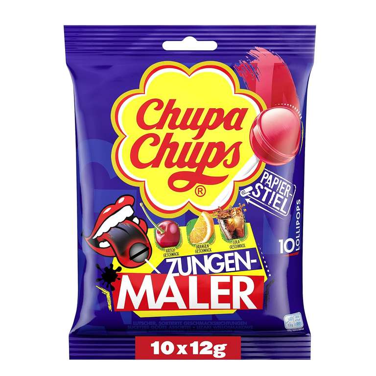 Chupa Chups "Strawberry Lover" oder "Zungenmaler" Lutscher-Beutel (10x 12g Lutscher)
