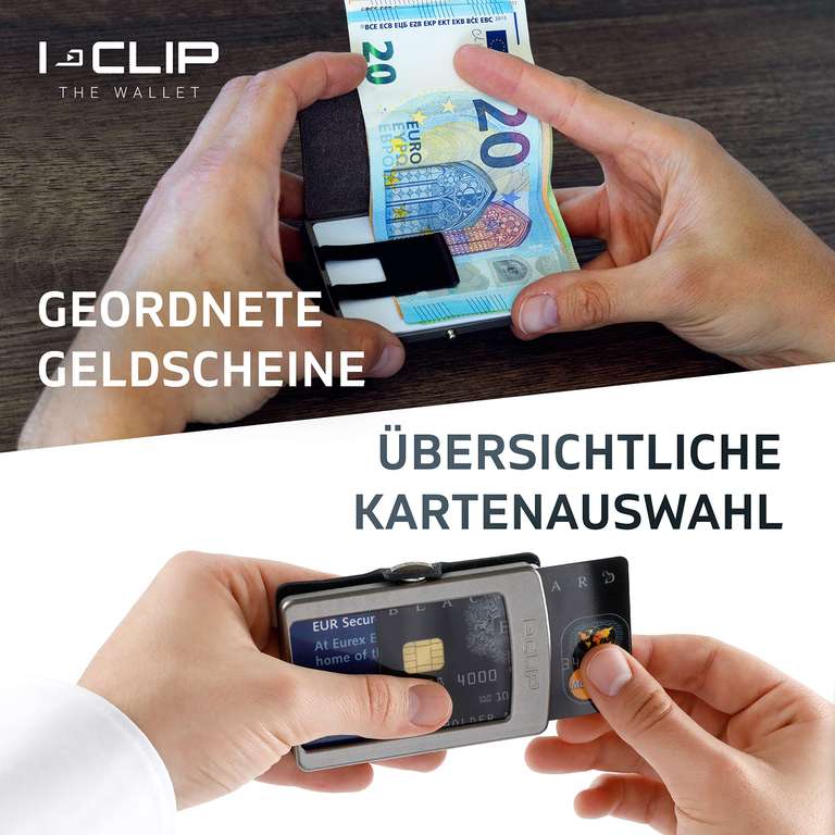 I-CLIP Original Mini Wallet mit Geldklammer - Slim Leder Wallet - schwarz