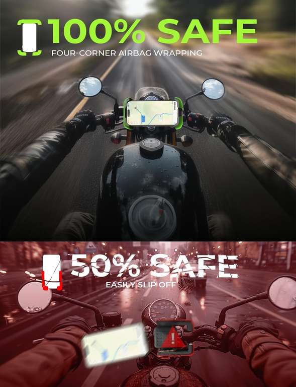 Lisen Handyhalterung für Fahrrad/Motorrad, 360° drehbar, für 4,7" bis 7" Smartphones