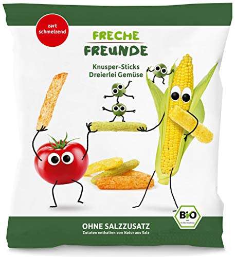 Freche Freunde Bio Knusper Sticks-Dreierlei Gemüse, 8er Pack (8x 30 g)