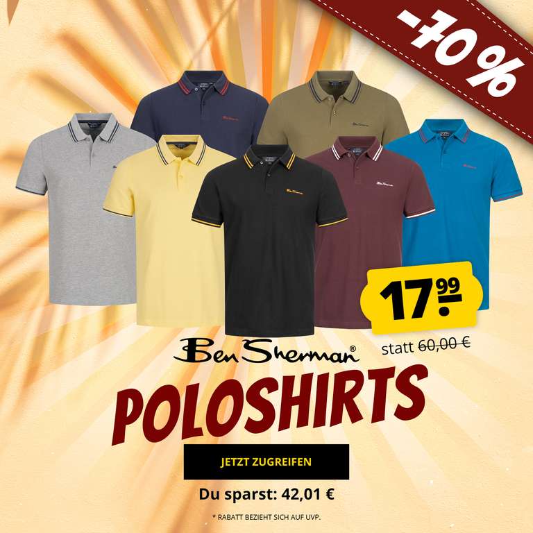 BEN SHERMAN Herren Polo-Shirts in versch. Ausführungen für je 17,99€