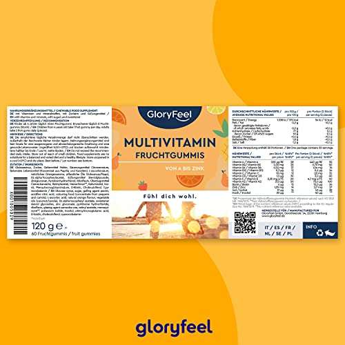 Multivitamin Fruchtgummis - Mit Vitamin C, D, B12, Biotin & Zink - Essentielle Vitamine & Mineralstoffe von A-Z