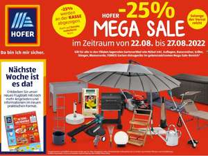 HOFER Mega Sale -25% auf Gartenmöbel, Griller, Blumenerde uvm.. inkl. Aktionspreise!