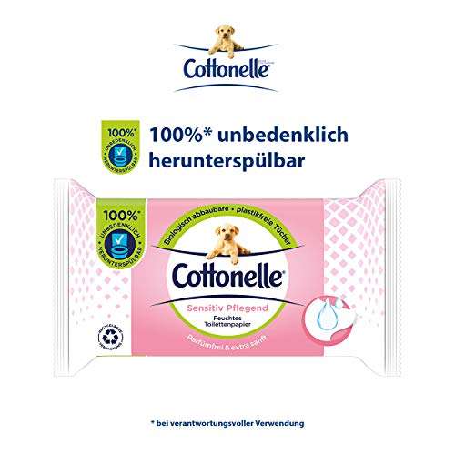 Cottonelle Feuchtes Toilettenpapier, Sensitive Pflegend - 12 x 42 Stück
