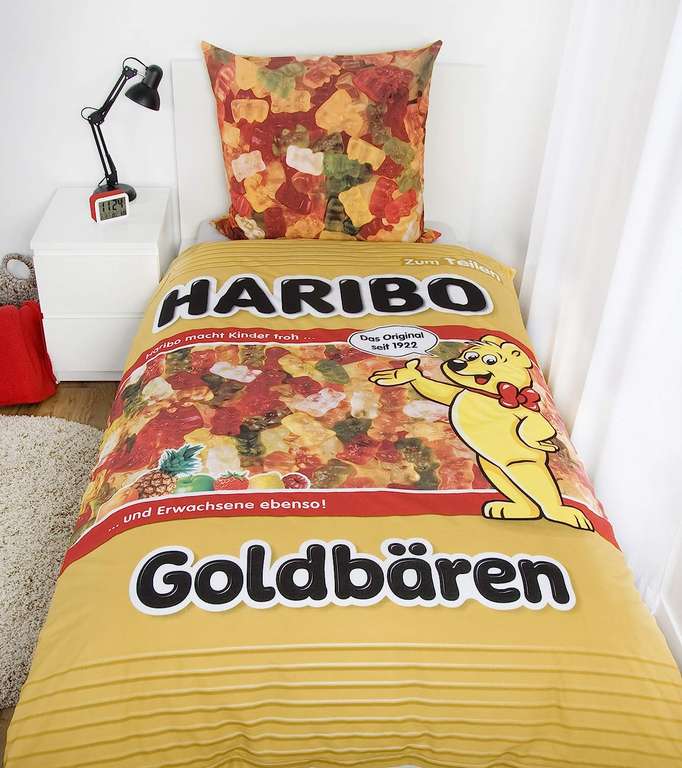 Haribo Goldbärentüte Bettwäsche-Set, 80x80cm + 135x200cm