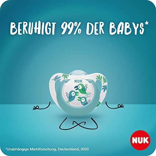 NUK Star Babyschnuller | Day & Night Schnuller | 6–18 Monate | Green Crocodile | 2 Stück