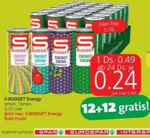 S-Budget ENERGY Drink (ab 24 Stk.) oder RED BULL 0,88 Hofer