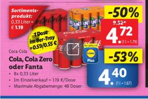 Coca Cola,Coke Zero,Fanta 0,33l 0,59.-/0,55.-