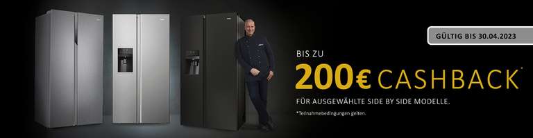 HAIER Cashback Aktion - Bis zu 200€ auf ausgewählte Side-by-Side Kühlschränke - Aktionszeitraum 01.02. - 30.04.2023