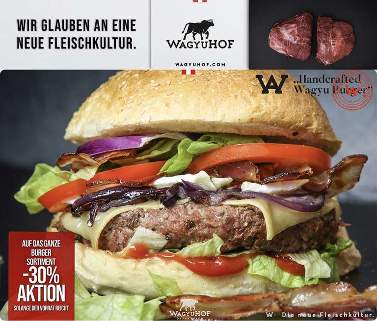 Wagyuhof Burger Aktion -30% auf das gesamte Burger Sortiment von Wagyuhof