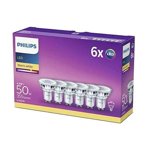 Philips LED Classic GU10 Lampe, 50 W, Reflektor, warmweiß, 6er Pack