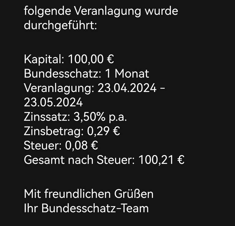 Bundesschatz Österreich - 1 Monat 3,5% Zinsen p.a.