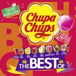 Chupa Chups Best of Lutscher-Dose, enthält 50 Lollis in 7 Geschmacksrichtungen wie Cola, Apfel, Erdbeere etc.