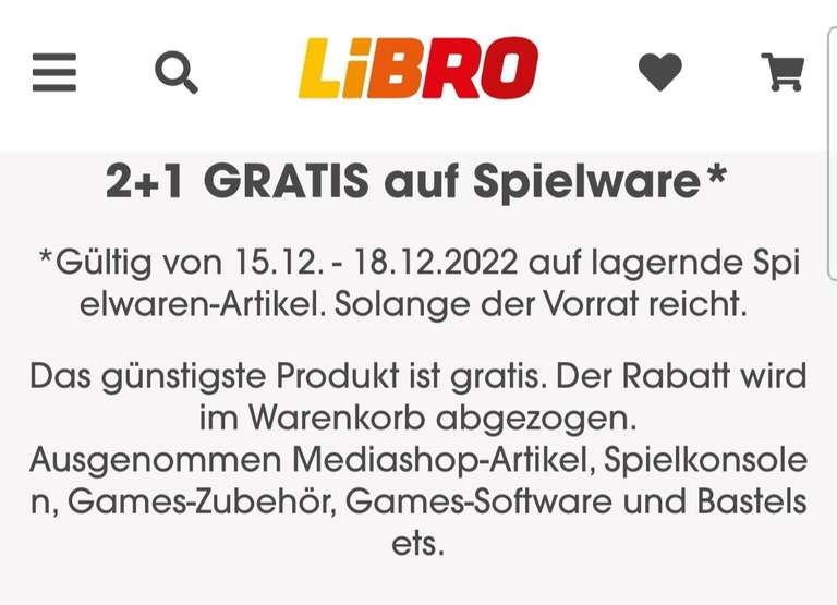 LIBRO 2+1 GRATIS auf Spielware Online und Vorort