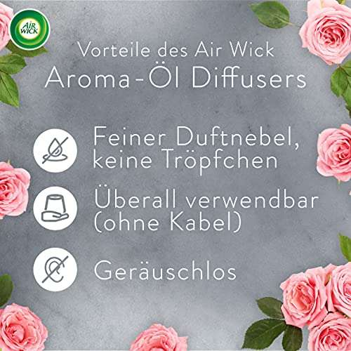 Air Wick Aroma-Öl Flakon Starter Set - Diffuser mit 2 Nachfüllern - Duft: Beruhigende Rose