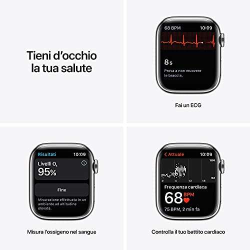 Apple Watch Series 7 (GPS + Cellular) 41mm Edelstahl silber mit Sportarmband Polarstern
