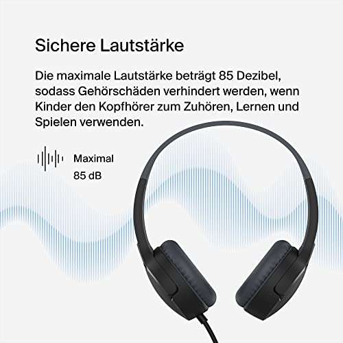 Belkin SoundForm Mini On-Ear-Kopfhörer mit Kabel für Kinder in Blau, Rosa und Schwarz