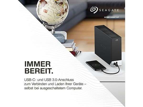 SEAGATE 16TB Festplatte One Touch Hub mit Rescue, HDD, Extern, USB-C/A/Micro-B, Schwarz