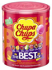 Chupa Chups Best of Lutscher-Dose, enthält 50 Lollis in 7 Geschmacksrichtungen wie Cola, Apfel, Erdbeere etc.