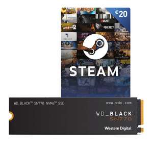 Western Digital WD_BLACK SN770 NVMe SSD 2TB, M.2, + 20€ Steam Guthaben