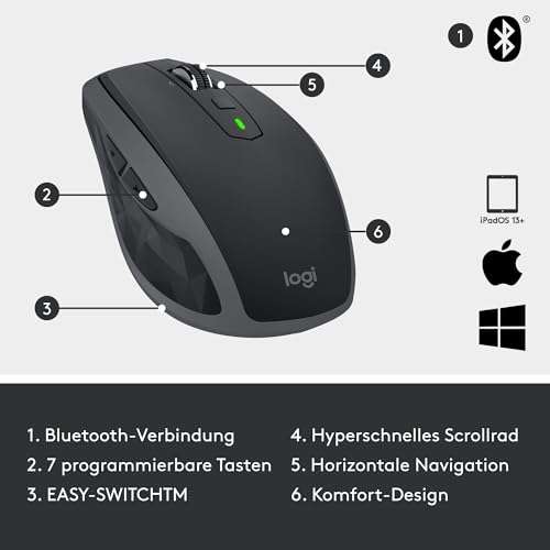 Logitech MX Anywhere 2S Bluetooth Edition kabellose Maus, Verbindung mit mehreren Geräten
