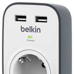 Belkin SurgeCube USB-Steckdose und Überspannungsschutz, 1 Weg/1 Stecker mit Überspannungsschutz und 2x USB